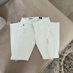 AG white Ripped Skinny Jeans